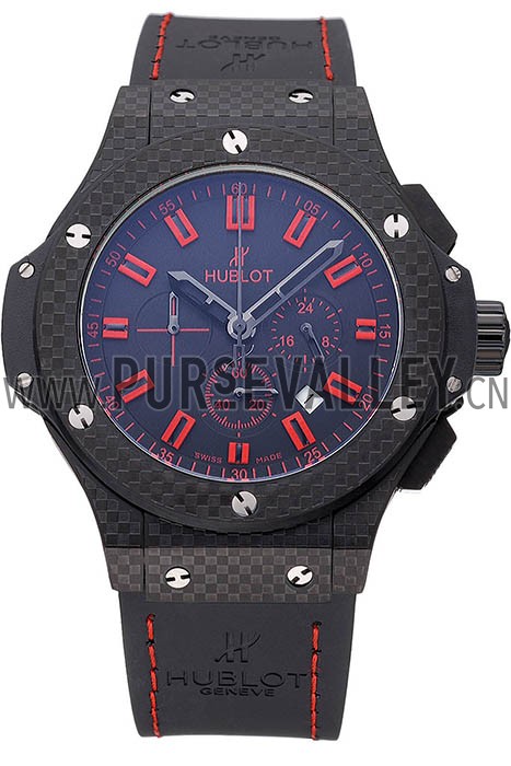 Hublot Big Bang Carbon Dial With Red Markings Carbon Case And Bezel Black Leather Strap 622775