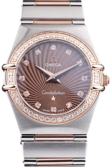 Omega Swiss Constellation Jewelry Diamond Case Radial Emblem Brown Dial  98117