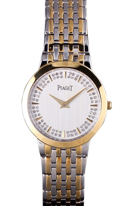 Piaget Traditional Gold Case Double Studded Minute Markers White Dial