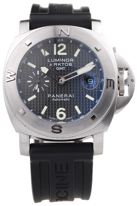 Panerai Luminor Brushed Stainless Steel Case Black Dial Black Rubber Strap 98163