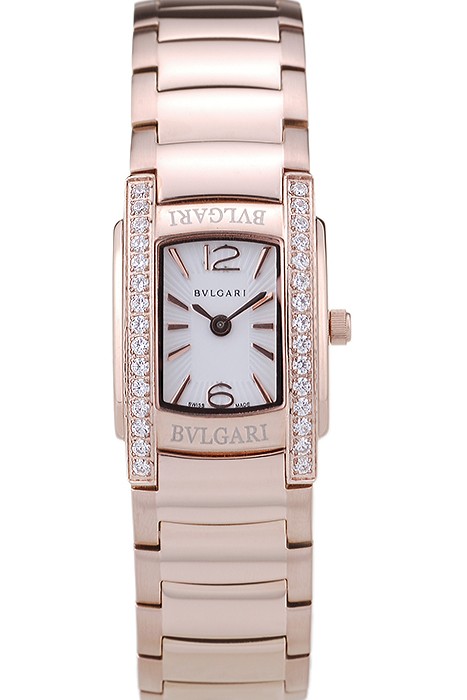 Bvlgari Assioma D 20mm White Dial Rose Gold Case With Diamonds Rose Gold Bracelet