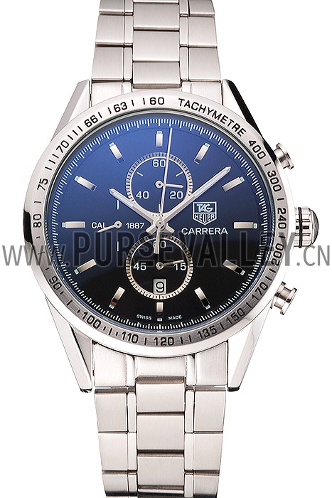Tag Heuer Carrera Tachymeter Bezel Black Dial Stainless Steel Strap