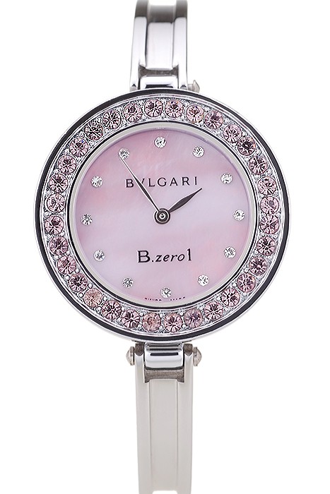 Bvlgari B.ZERO1 30mm Pink Dial Stainless Steel Case With Pink Crystals Steel Bracelet