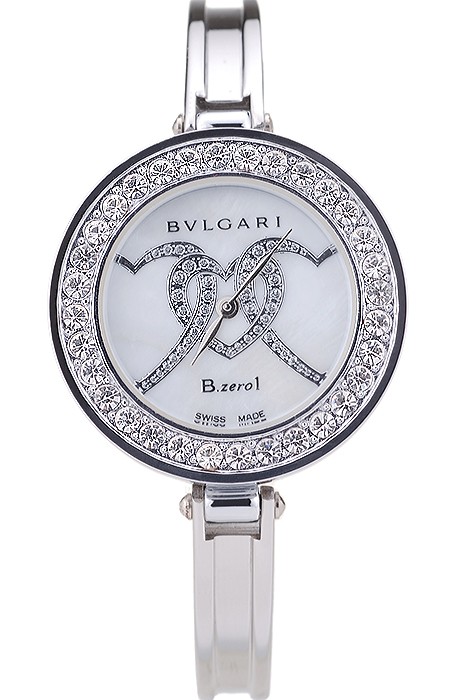 Bvlgari B.ZERO1 30mm White Dial With Model Steel Case With Diamonds Steel Bracelet