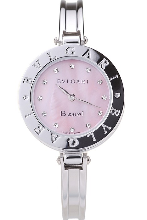 Bvlgari B.ZERO1 30mm Pink Dial Stainless Steel Case Black Bezel Steel Bracelet