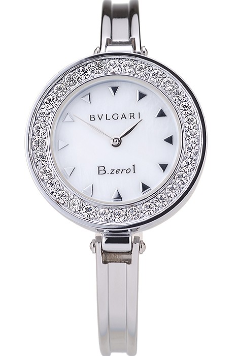 Bvlgari B.ZERO1 30mm White Dial Stainless Steel Case With Crystals Steel Bracelet