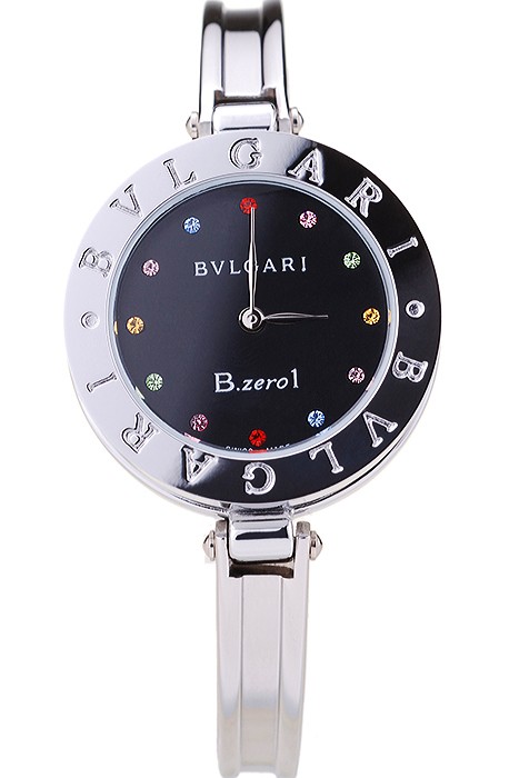 Bvlgari B.ZERO1 30mm Black Dial With Jewels Steel Case Black Bezel Steel Bracelet