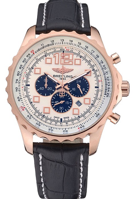 Breitling Navitimer Rosegold Bezek Leather Strap White Dial
