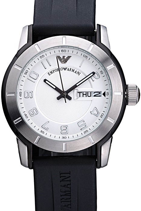 Emporio Armani Classic Black Rubber Strap White Dial