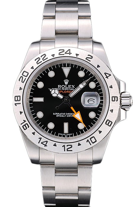 Rolex Swiss Explorer Stainless Steel Bezel Black Dial Tachymeter