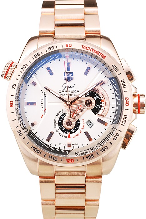Tag Heuer Carrera Rose Gold Case White Dial