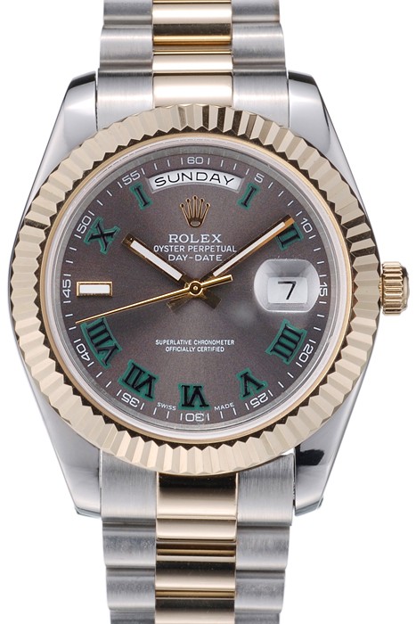 Rolex DayDate Grey Dial Dual Colored Stainless Steel Strap 41981