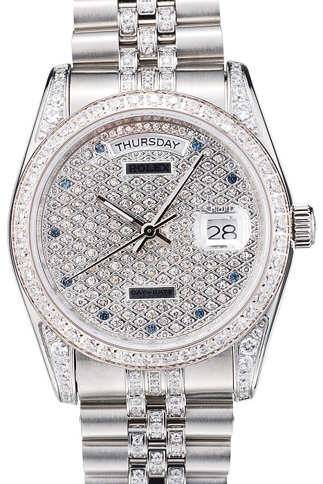 Rolex DayDate Diamond Plated Stainless Steel Bracelet Diamond Plated Dial 41985