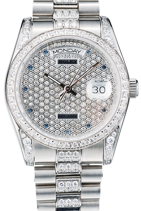 Rolex DayDate Diamond Plated Stainless Steel Bracelet Diamond Plated Dial 41986