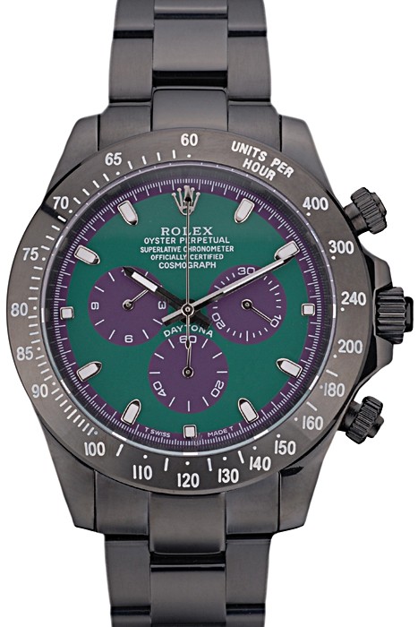 Rolex Daytona Black Ion Plated Tachymeter Black Stainless Steel Strap Green Dial 80246