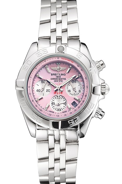 Breitling Chronomat Quartz Pink Dial Stainless Steel Case And Bracelet