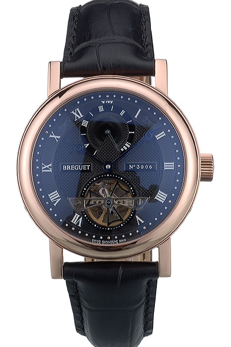 Breguet Classique Complications Rose Gold Case Black Leather Strap 80156