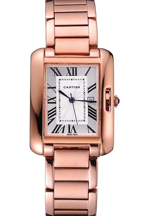 Cartier Tank Anglaise 30mm White Dial Rose Gold Case And Bracelet