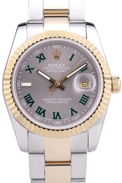 Rolex Datejust Grey Dial Ribbed Bezel 7460