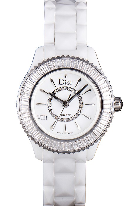 Dior VIII Baguette Cut White Diamonds with Diamond Encrusted Dial cd06 621359
