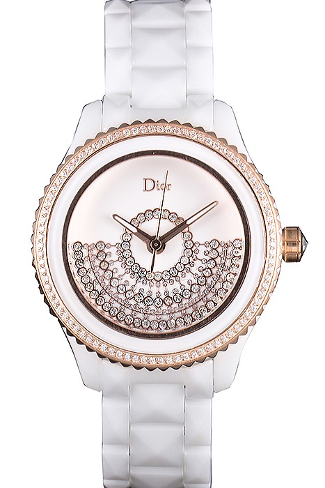 Dior VIII Grand Bal Rose Gold Bezel White Bracelet cd07 621360