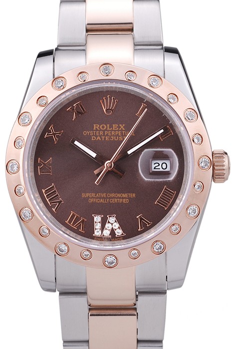 Rolex Datejust Diamond Bezel Brown Dial 7465