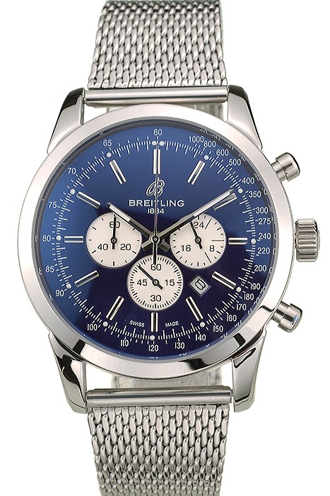 Breitling Transocean Stainless Steel Case Blue Dial