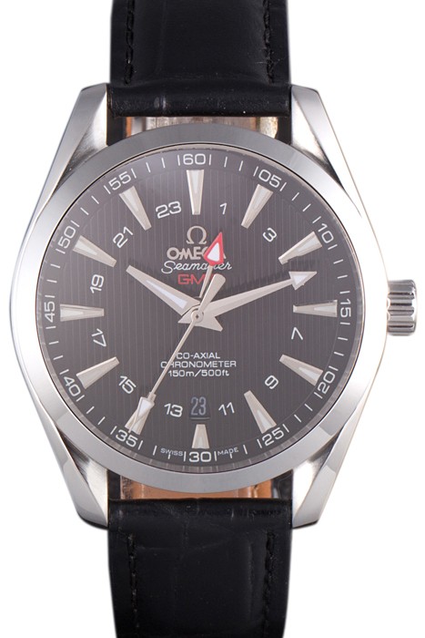 Omega Seamaster Black Dial with Black Leather Band  621574