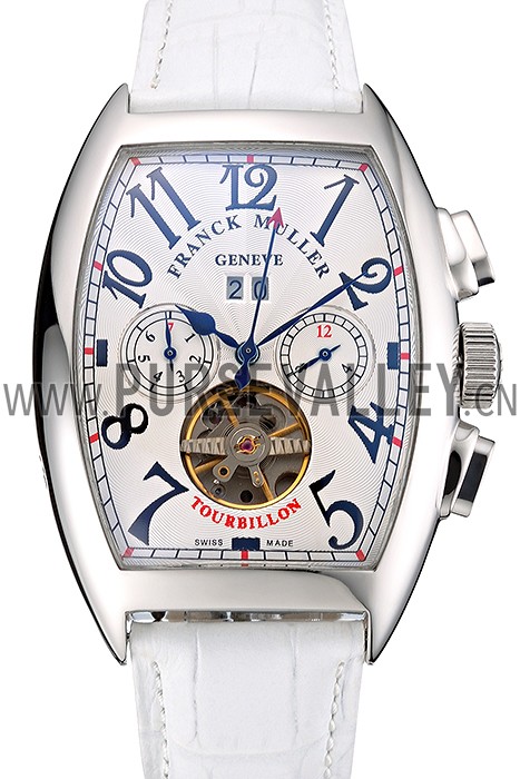 Franck Muller Casablanca White Croco Leather Strap White Dial 80281