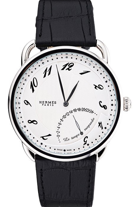 Hermes Classic Croco Leather Strap White Dial 801403