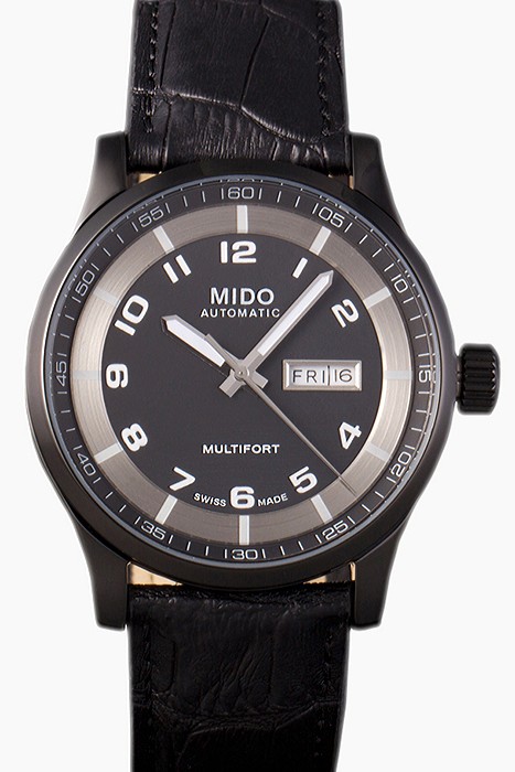 Mido Multifort Black Croco Leather Strap Black-Silver Dial 80296