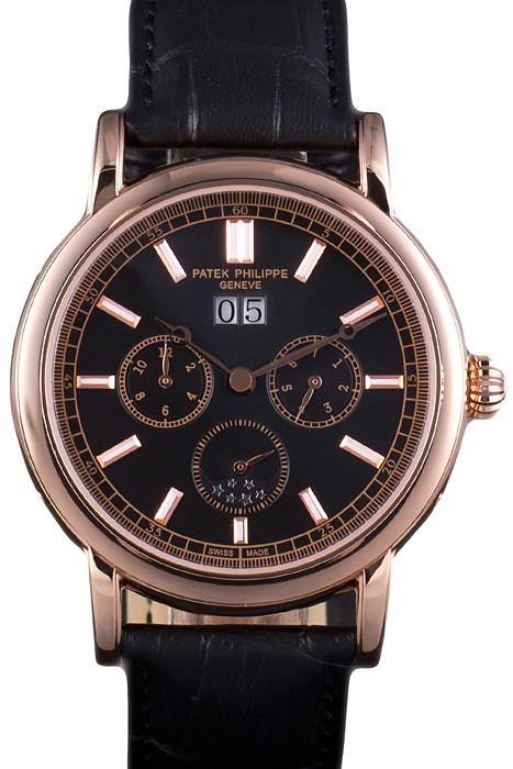 Patek Philippe Grand Complications Rose Gold Bezel Black Croco Strap 80292