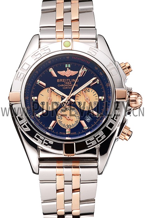 Breitling Chronomat 44 Black Dial with White Subdials 2 Tone Stainless Steel Bracelet 622509