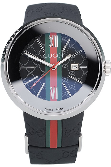 Gucci Black Rubber Band Black Round Dial 2165-297