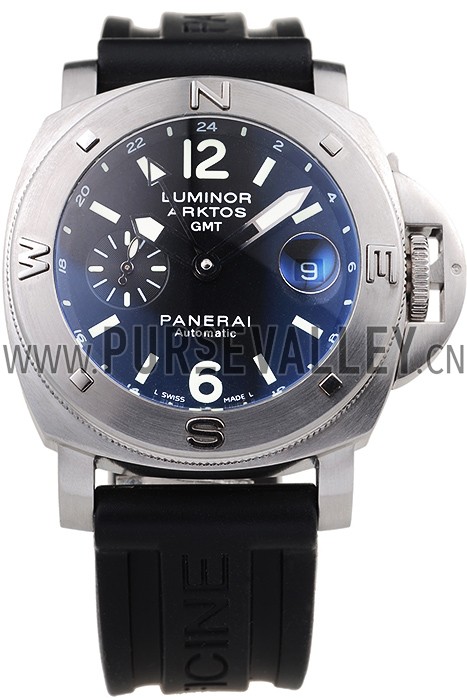Panerai Luminor Brushed Stainless Steel Case Black Dial Black Rubber Strap 98164