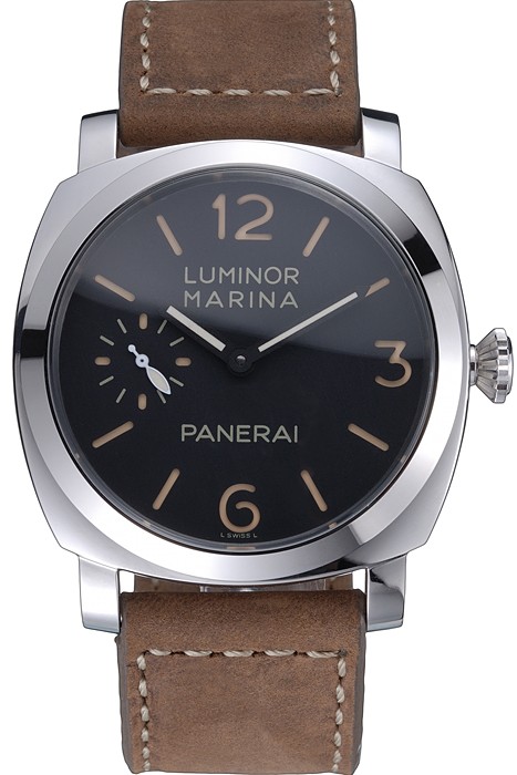 Panerai Luminor Marina Stainless Steel Bezel Khaki Leather Bracelet  622322