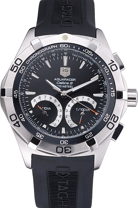Tag Heuer Aquaracer Calibre S Black Dial Black Rubber Band  622406