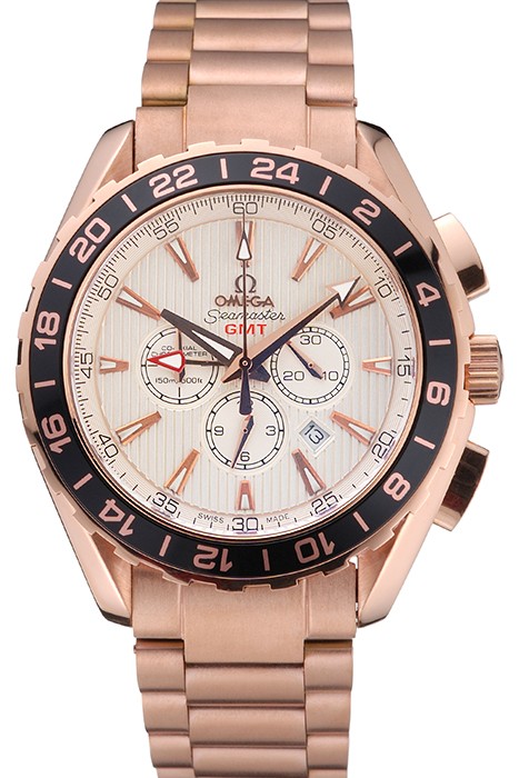 Omega Seamaster Aqua Terra Chrono GMT Ivory Dial Gold Bracelet  622533