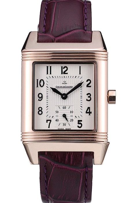 Jaeger le Coultre Reverso Squadro Lady Brown Leather Strap White Dial 41965