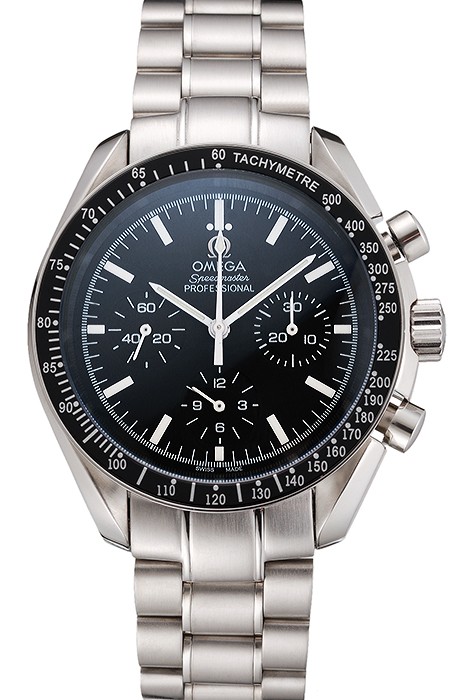 Swiss Omega Speedmaster Professional Black Dial Stainless Steel Case And Bracelet