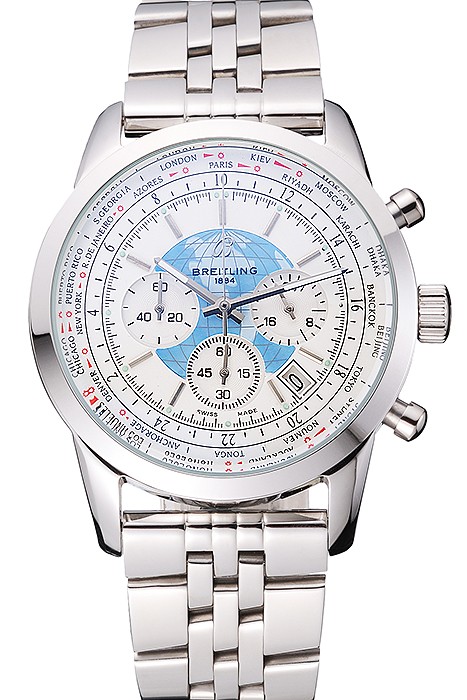 Breitling Transocean Chronograph Unitime White Dial Stainless Steel Case And Bracelet 622226