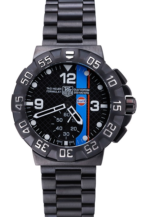 Tag Heuer Formula One Special Gulf Edition Black Dial And Blue Ion Plated Steinless Steel Bracelet 622288
