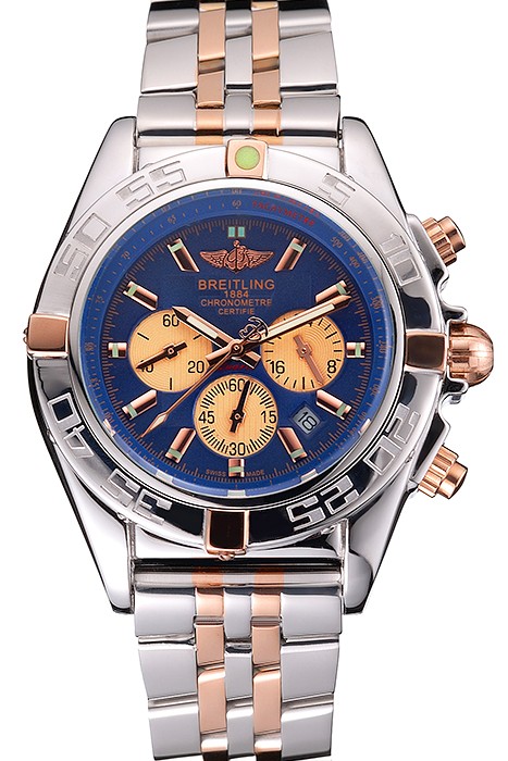 Breitling Chronomat 44 Blue Dial with White Subdials 2 Tone Stainless Steel Bracelet  622510
