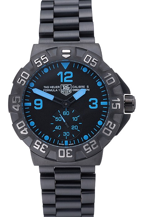 Tag Heuer Formula One Grande Date Black Dial Blue Numerals Ion Plated Steinless Steel Bracelet 622292