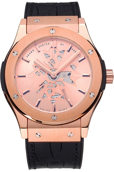 Hublot Classic Fusion Shawn Carter Gold Case Black Leather Strap  622818