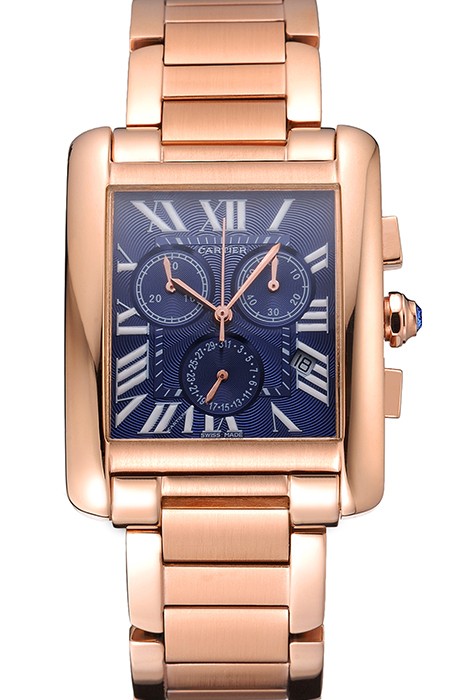 Cartier Tank MC Navy Dial Rose Gold Case And Bracelet  622704