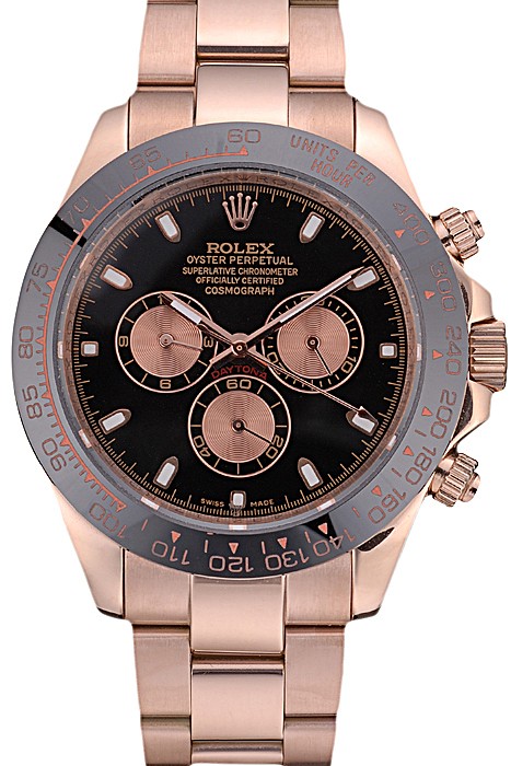Rolex Daytona Black Ion Plated Tachymeter Rose Gold Strap Black Dial 80245