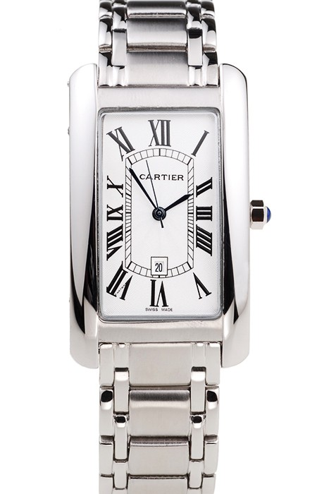 Cartier Tank Americaine 37mm White Dial Stainless Steel Case And Bracelet