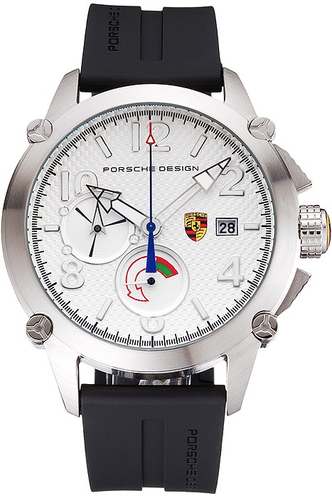 Porsche Design Indicator White Dial Steel Case Black Rubber Strap