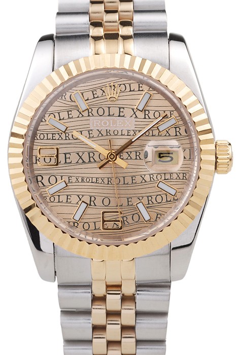 Rolex DateJust Two Tone Stainless Steel 18k Gold PlatedGold Dial